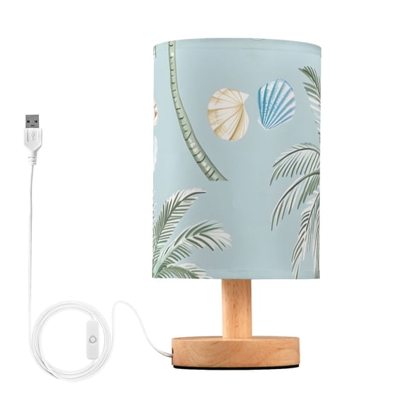 Flamingo Palm Trees Shells Table Lamp with USB Port LED Warm Light Lamp Night Light Home Decor