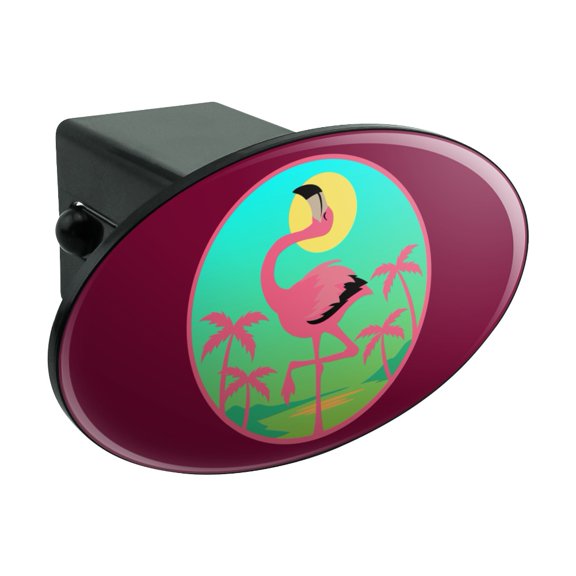 Flamingo Palm Trees Tropical Vacation Oval Tow Trailer Hitch Cover Plug Insert