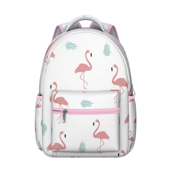Flamingo Paradise School Backpack - RFID Blocking Pocket for Security, Mesh Side Pockets Hold 32oz Bottles, Organizational Dream for Studious Teens