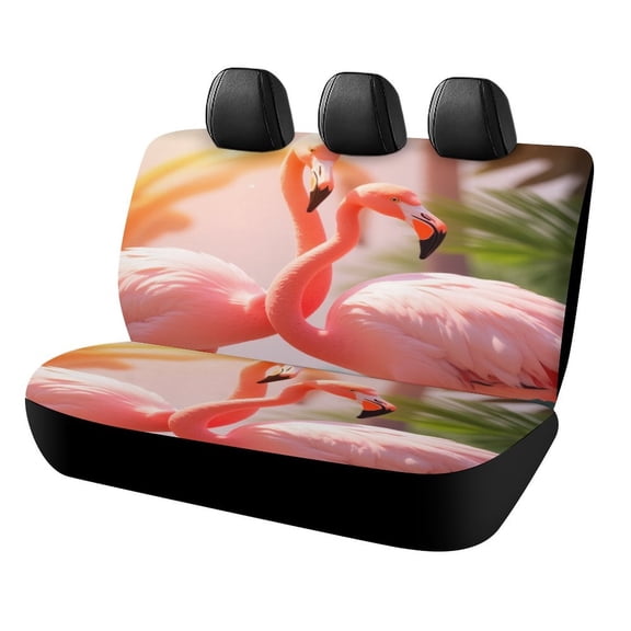 Flamingo Paradise Vibes Car Rear Seat Covers Back Elastic Flexible Car Seat Covers Decorative Fits Most Cars, SUVs, Trucks And Vans