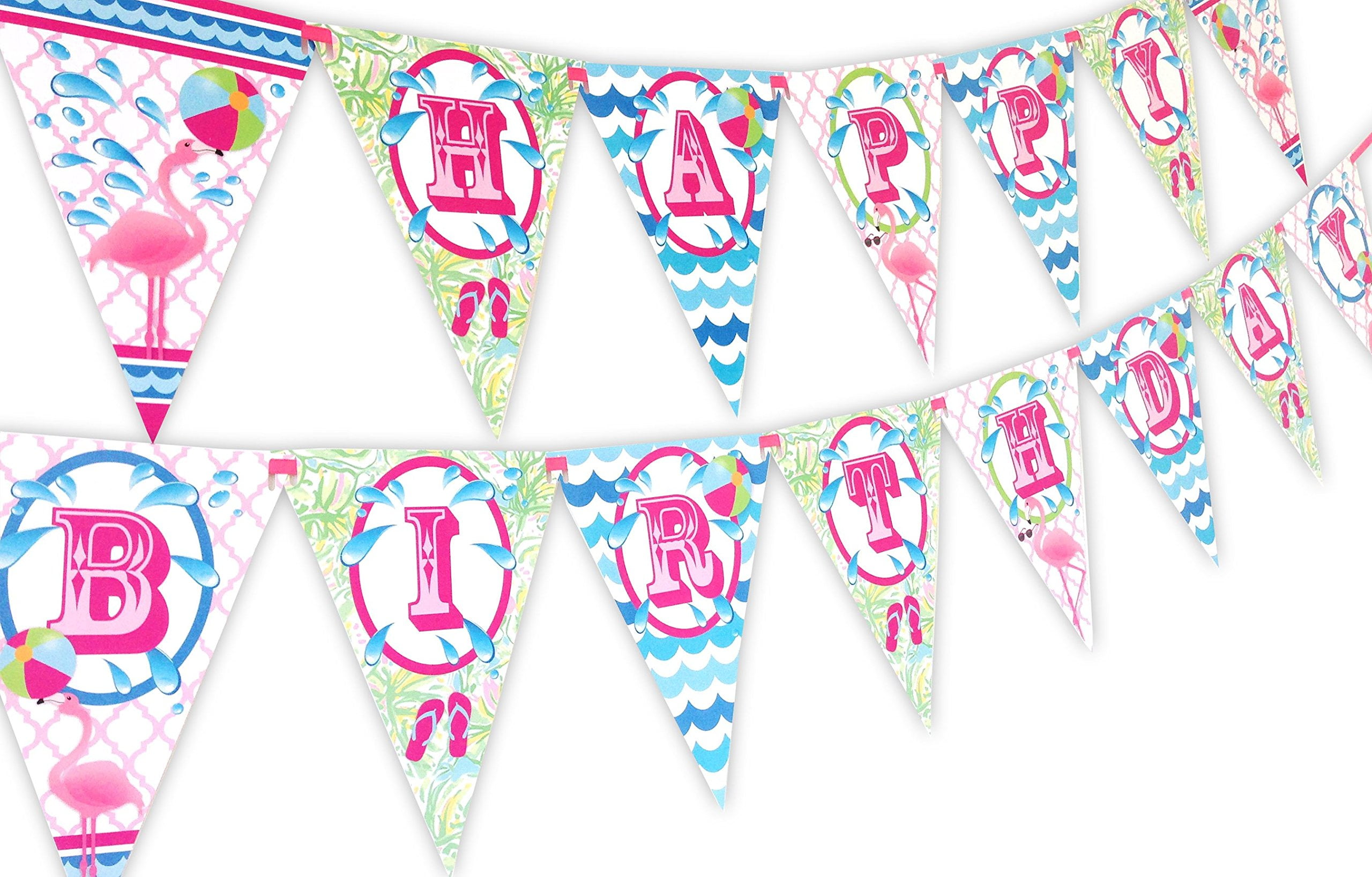 POP PARTIES Flamingo Party Happy Birthday Banner Pennant