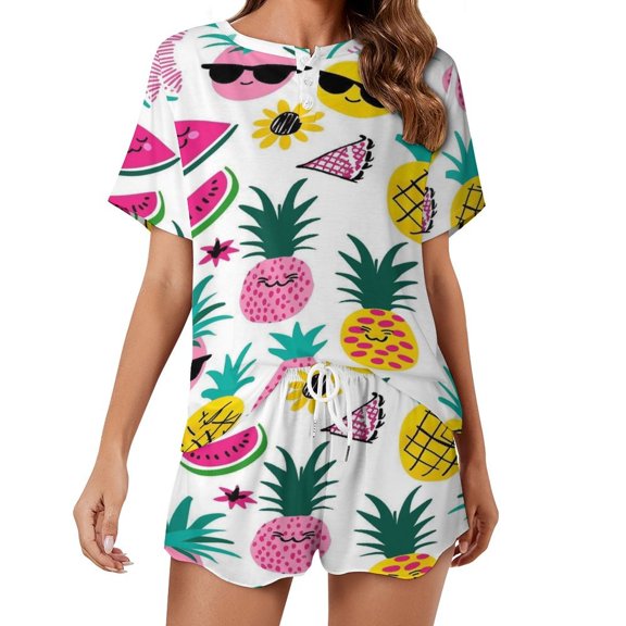 Flamingo Pattern 2 Pack Women’s Pajama Set Print Sleepwear And Shorts Y2k Loungewear Sets S-5XL