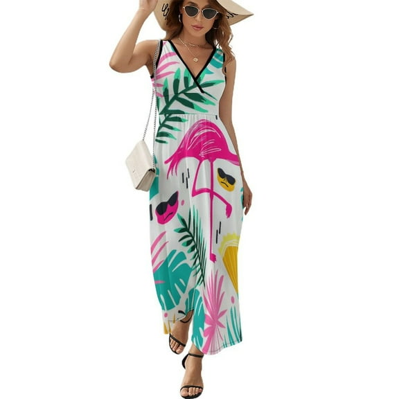 Flamingo Pattern Art Sleeveless Dress Women's Summer Suit Dresses for Women 2025 Luxury Party Dress