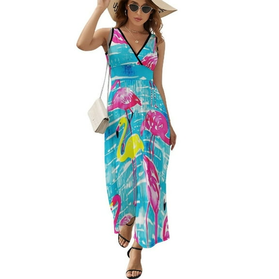 Flamingo Pattern Art Sleeveless Dress Women's Summer Suit Dresses for Women 2025 Luxury Party Dress