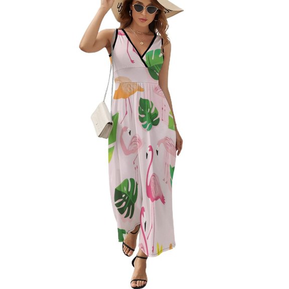 Flamingo Pattern Art Sleeveless Dress Women's Summer Suit Dresses for Women 2025 Luxury Party Dress