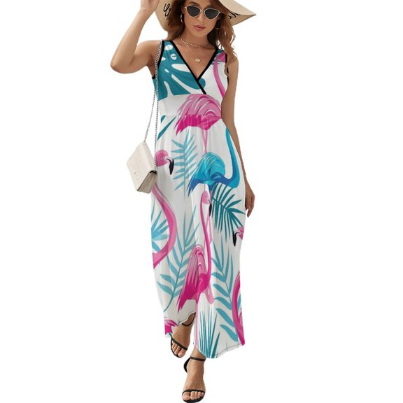 Flamingo Pattern Art Sleeveless Dress Women's Summer Suit Dresses for Women 2025 Luxury Party Dress