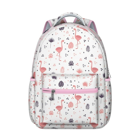 Flamingo Pattern College Backpack - Ergonomic School Bookbag with Hidden Passport Pocket, Water-Resistant Fabric for University Students, Trendy Style