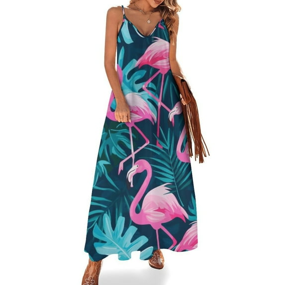Flamingo Pattern Design Sleeveless Dress Woman Fashion Long Dresses Women's Summer Suit Dress 2025