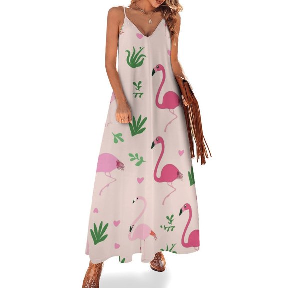 Flamingo Pattern Fine Art Sleeveless Dress Summer Dress Woman 2025
