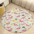 thumbnail image 1 of Flamingo Pattern Floral Medallion Round Rug - Small Round Area Rug, Soft Non-Slip Machine Washable Bedroom Mat Indoor Accent Entry Carpet for Office Desk Dorm Hallway, 1 of 6