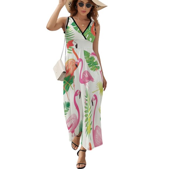 Flamingo Pattern King Size Sleeveless Dress Dresses Summer Women Dresses Clothing Woman Dresses Dress