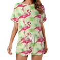 thumbnail image 1 of Flamingo Pattern Pajama Set for Women 2 Piece Sleepwear Loungewear Short Sleeve, 1 of 7