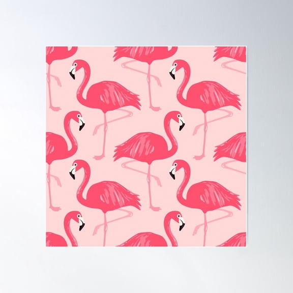 Flamingo Pattern Poster Wall Art, Modern Wall Decor For Living Room Bedroom, 17x17 UNFRAMED