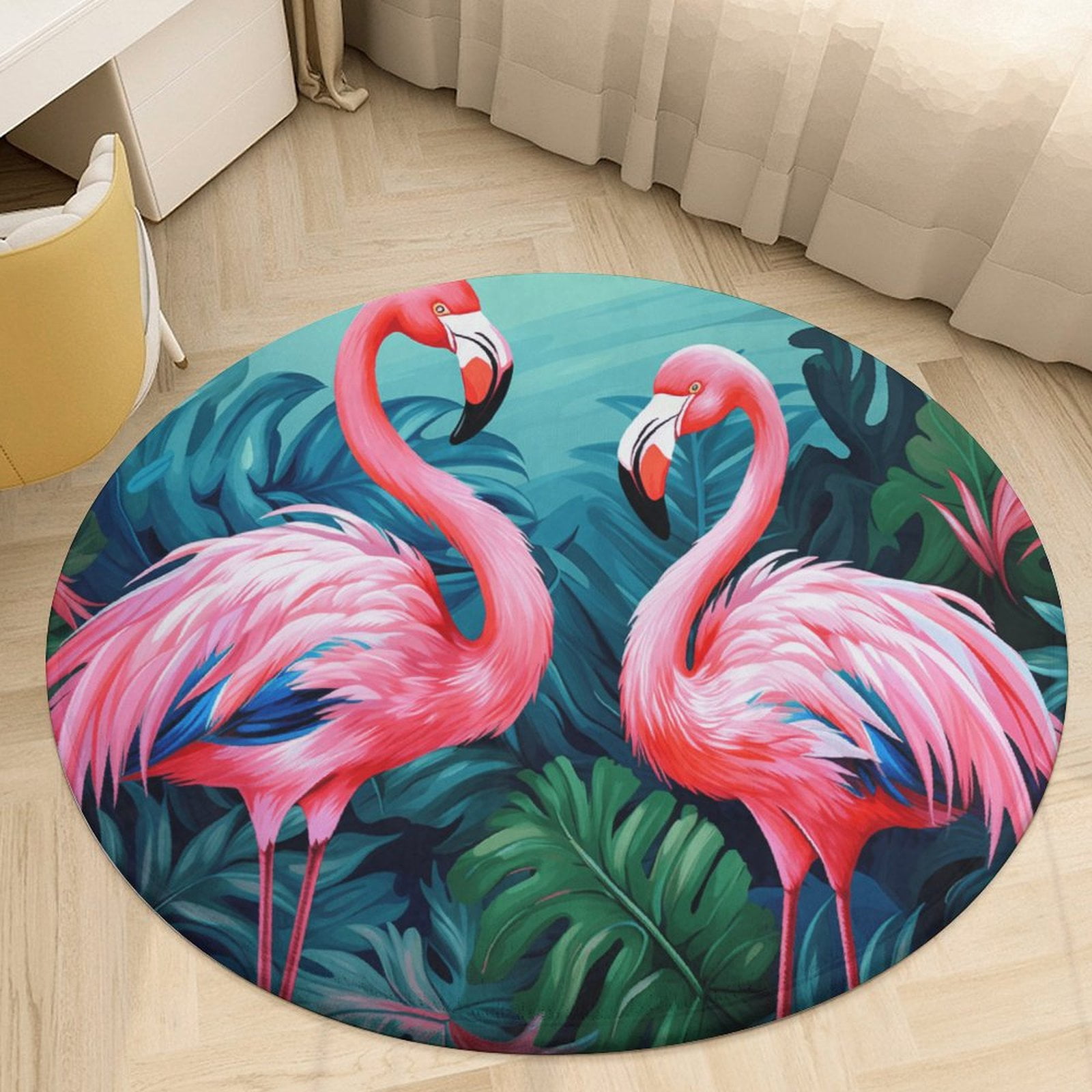 Flamingo Pattern Round Area Rugs for Bedroom Living Room, 5FT Soft ...