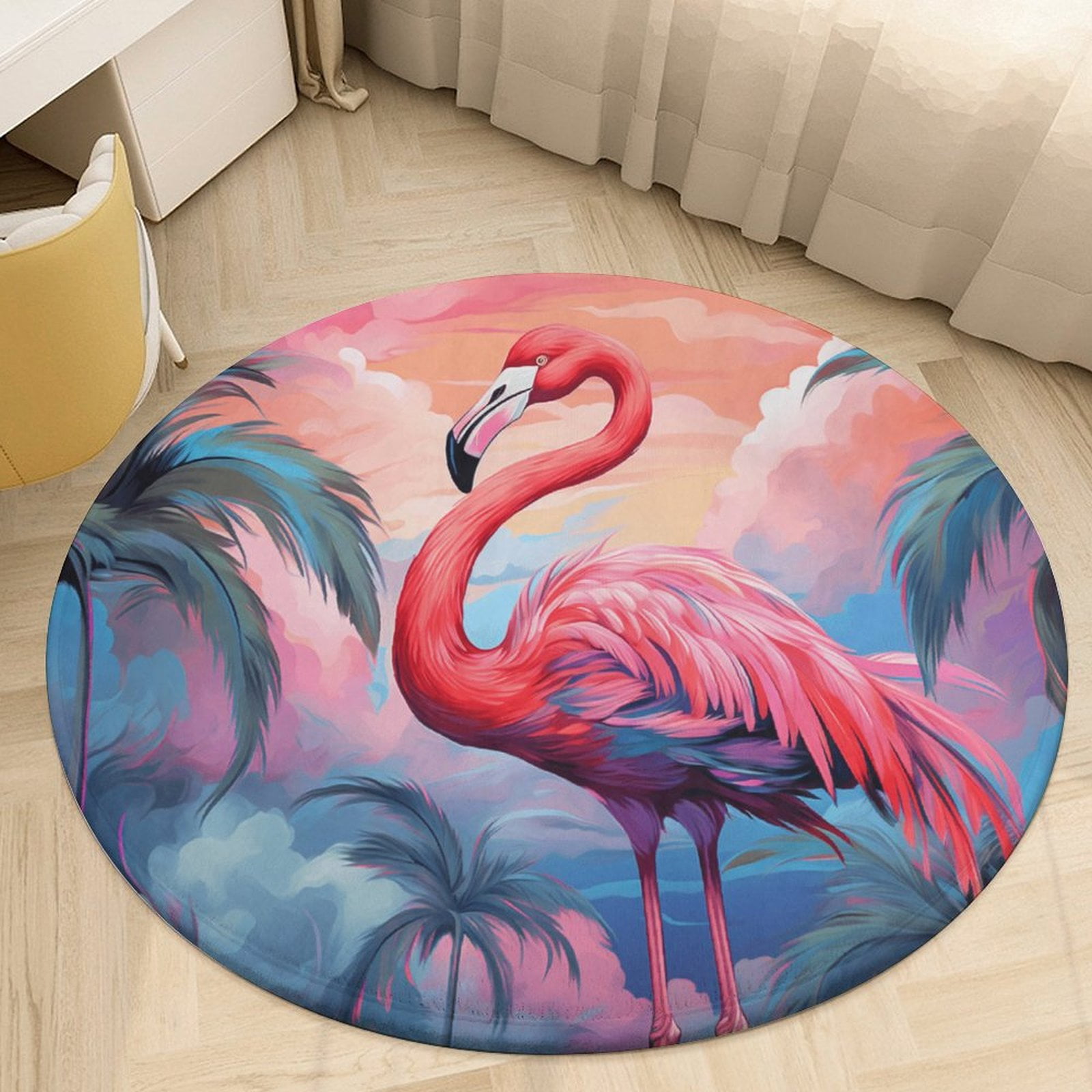 Flamingo Pattern Round Area Rugs for Bedroom Living Room, 6FT Soft ...
