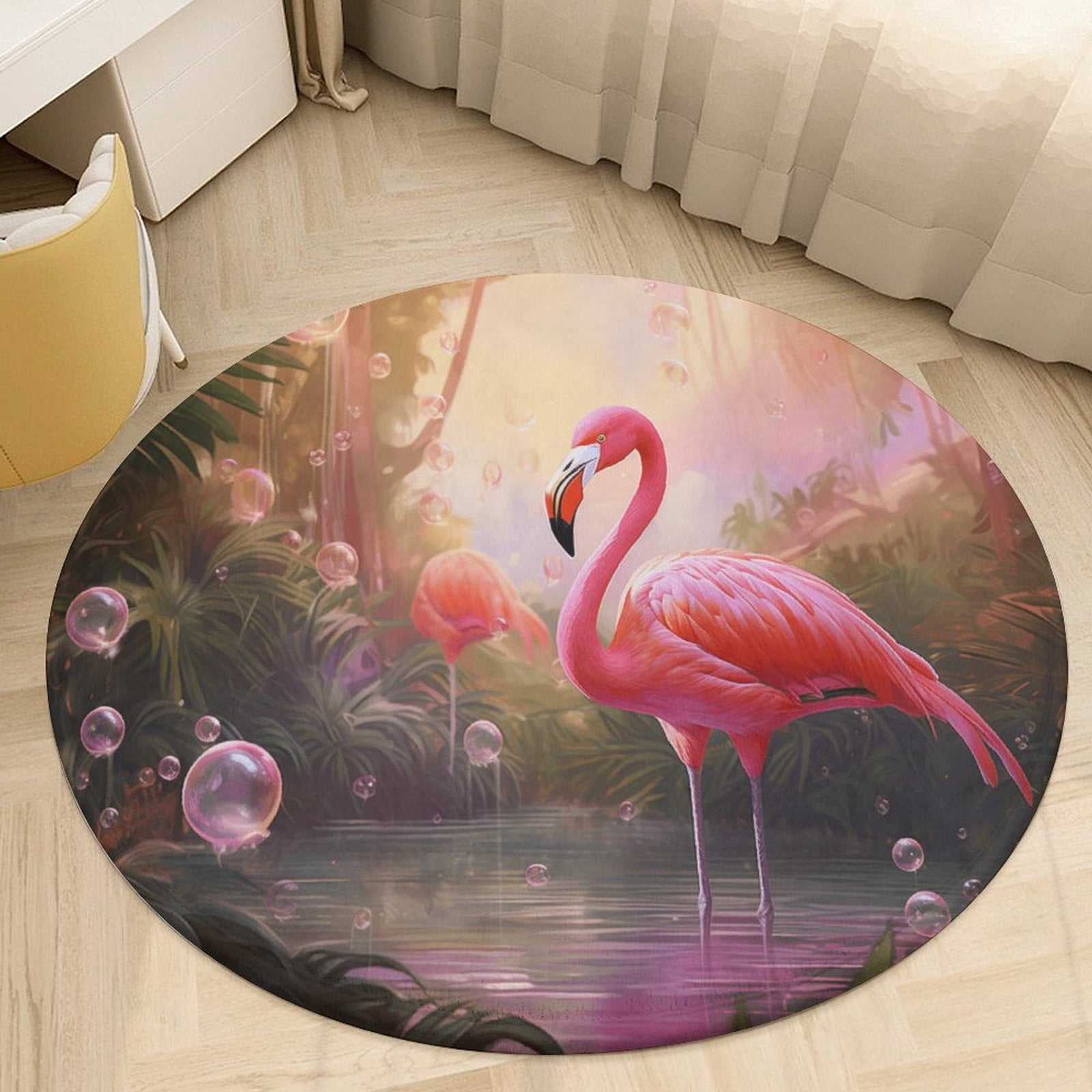 Flamingo Pattern Round Area Rugs for Bedroom Living Room, 6FT Soft ...