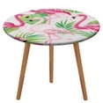 thumbnail image 1 of Flamingo Pattern Round Fitted Tablecloth with Elastic Edged & Backing, Round Table Cover for Indoor Outdoor Patio Use Fits Tables Up to 40" - 54" Diameter, 1 of 5