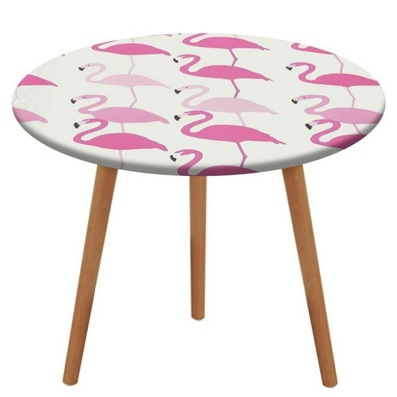 Flamingo Pattern Round Fitted Tablecloth with Elastic Edge Outdoor Tablecloth Washable Round Table Cover Reusable Tablecloths for Kitchen Picnic Party Fits 40-54" Diameternd Tables