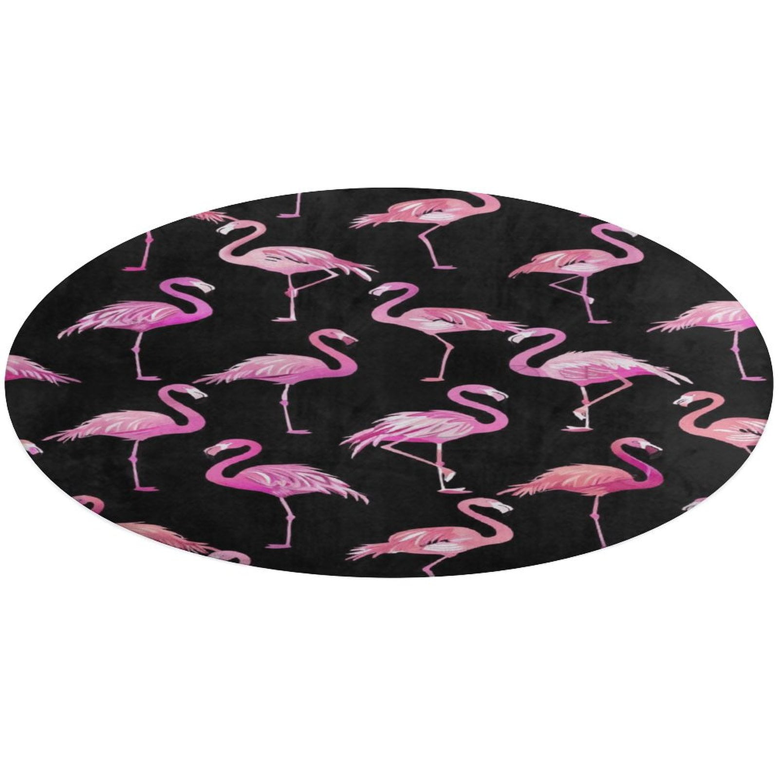 Flamingo Pattern Round Rugs -Washable Non-Slip Small Round Area Rug ...