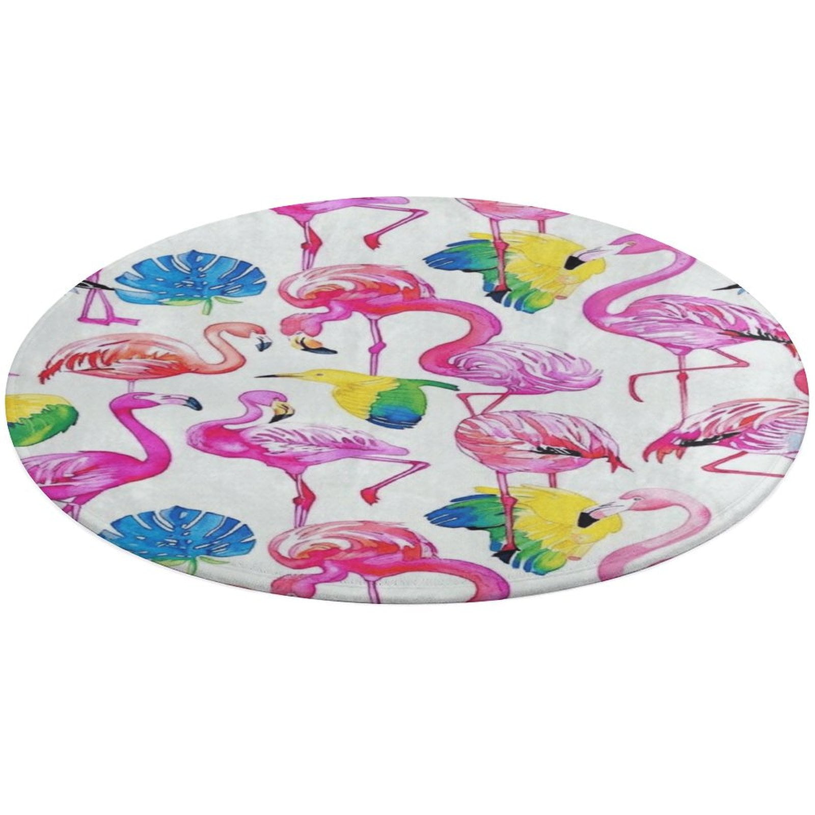 Flamingo Pattern Round Rugs -Washable Non-Slip Small Round Area Rug ...