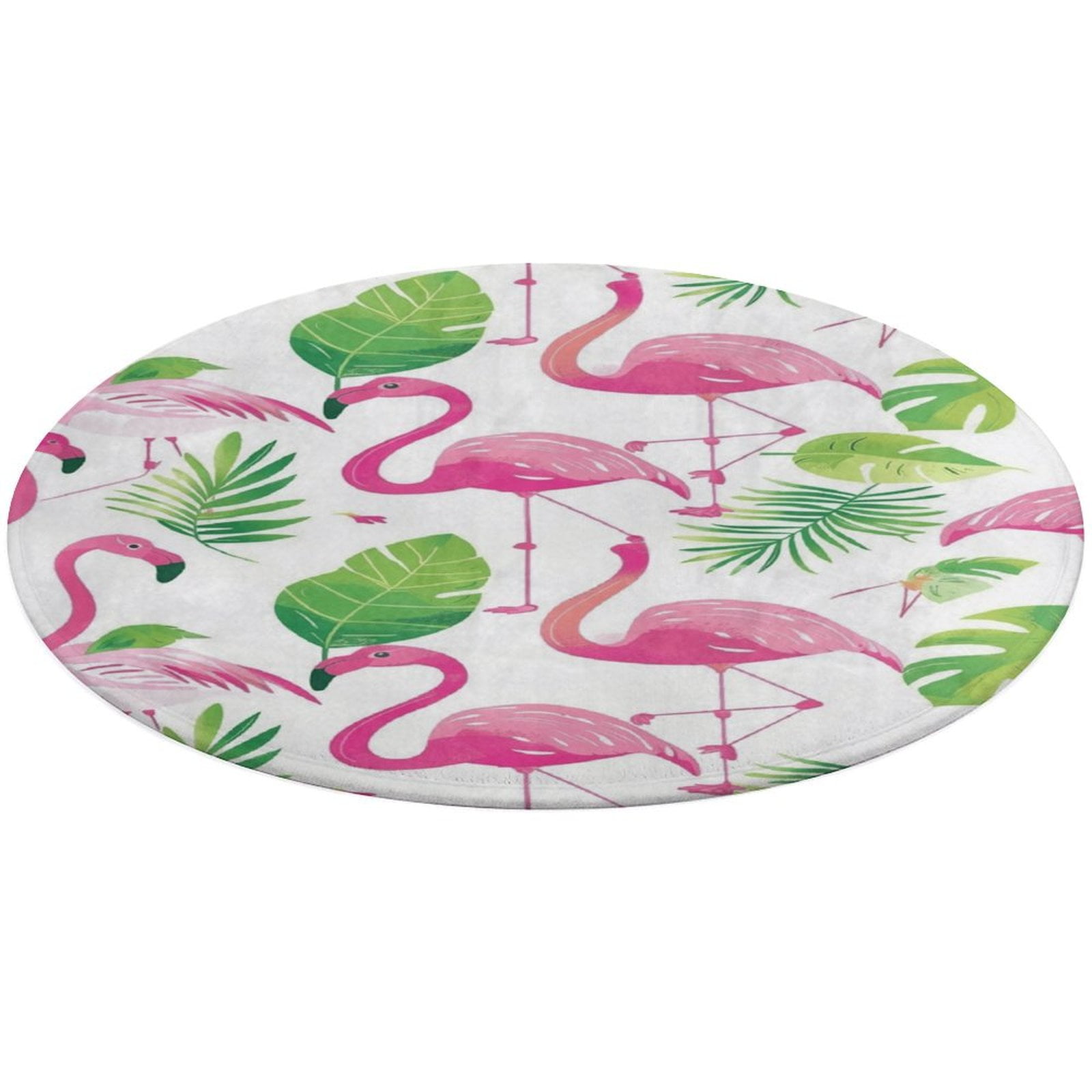 Flamingo Pattern Round Rugs -Washable Non-Slip Small Round Area Rug ...