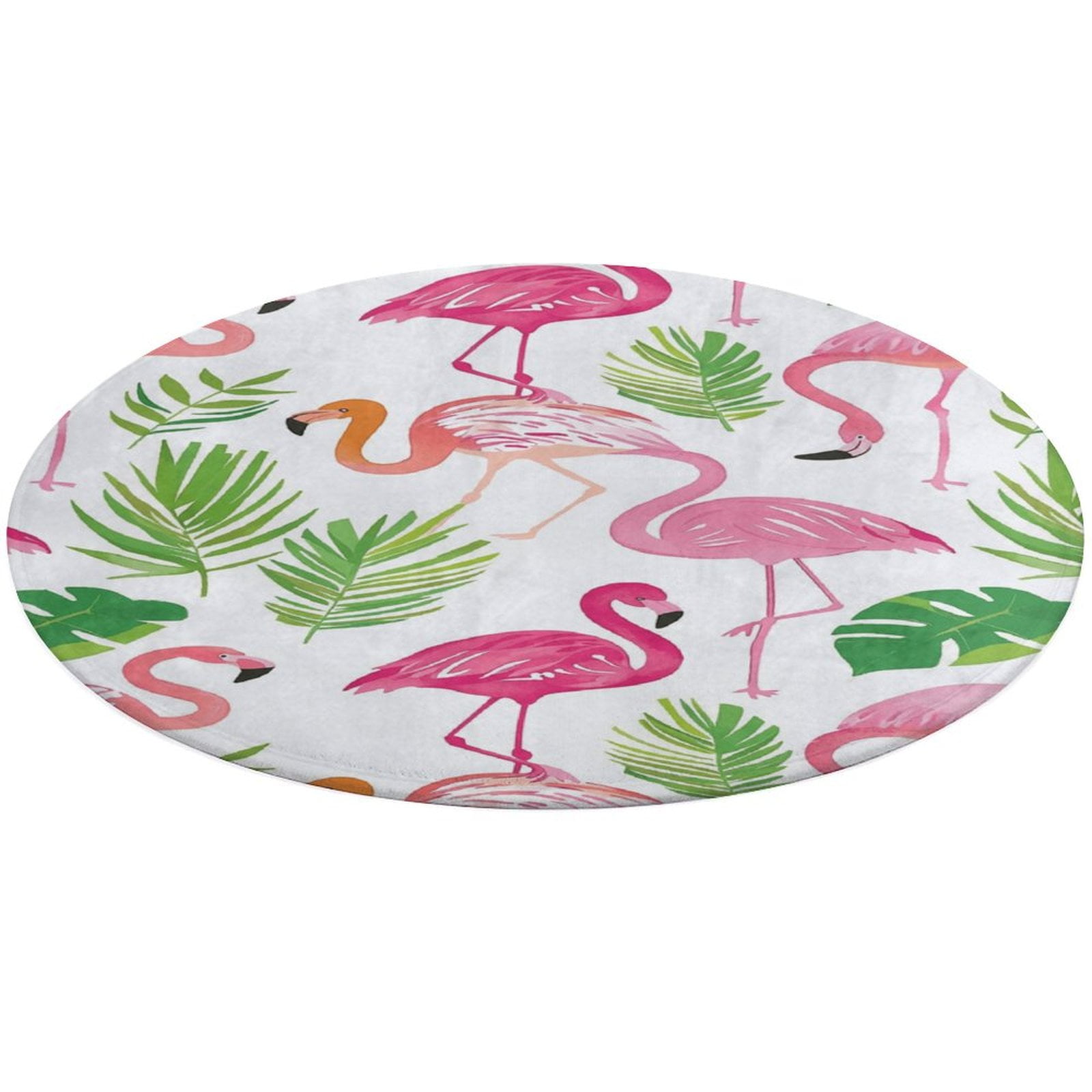Flamingo Pattern Round Rugs -Washable Non-Slip Small Round Area Rug ...