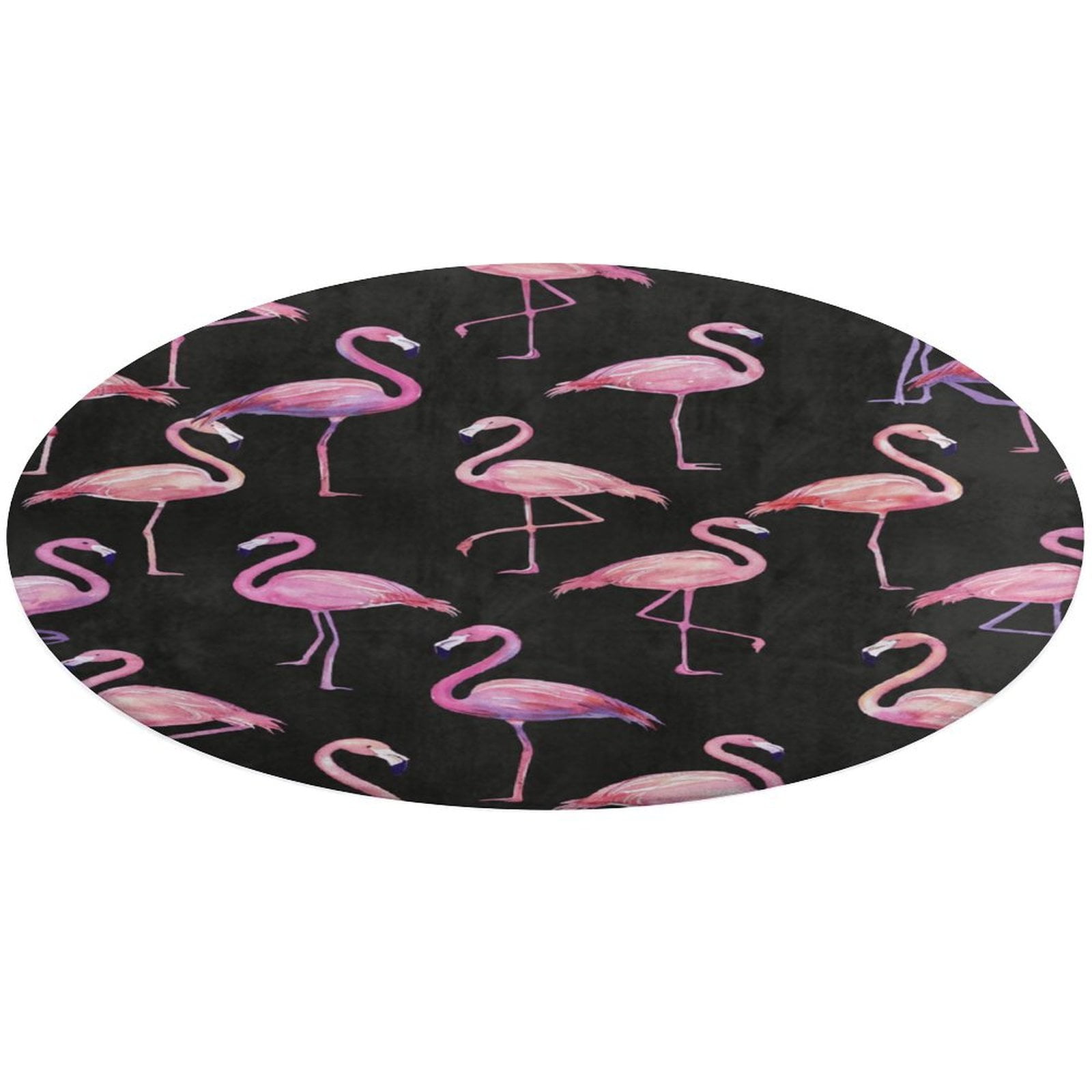 Flamingo Pattern Round Rugs -Washable Non-Slip Small Round Area Rug ...