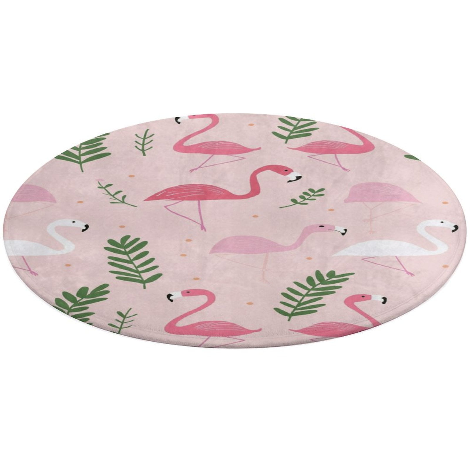 Flamingo Pattern Round Small Area Rug, Print Non Slip Washable Floor ...