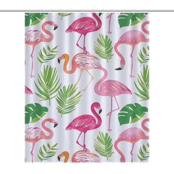 Flamingo Pattern Shower Curtain for Bathroom with 12Hooks, Polyester Fabric Thick Shower Curtain Washable Waterproof Curtain