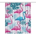thumbnail image 1 of Flamingo Pattern Shower Curtain for Bathroom with 12Hooks, Polyester Fabric Thick Shower Curtain Washable Waterproof Curtain, 1 of 6