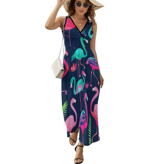 Flamingo Pattern Sleeveless Dress Female Clothing Dress Women Summer 2025 Dress