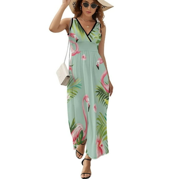 Flamingo Pattern Sleeveless Dress Female Clothing Dress Women Summer 2025 Dress
