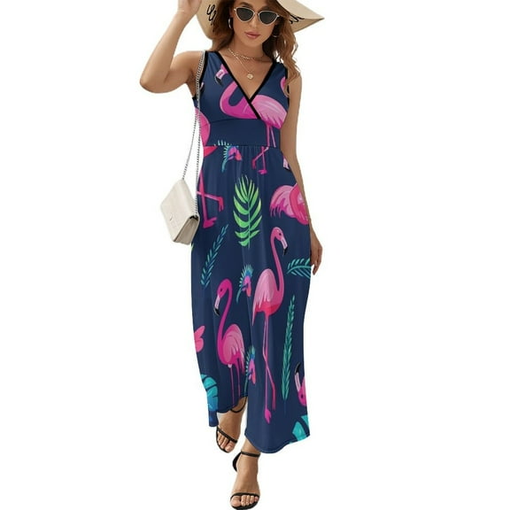 Flamingo Pattern Sleeveless Dress Female Clothing Dress Women Summer 2025 Dress