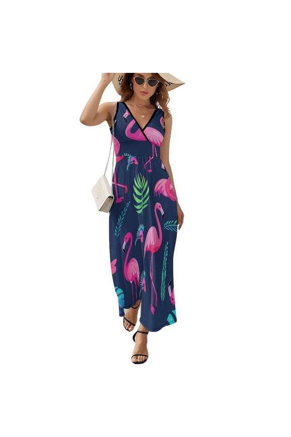 Flamingo Pattern Sleeveless Dress Female Clothing Dress Women Summer 2025 Dress
