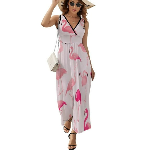 Flamingo Pattern Sleeveless Dress Woman Fashion Long Dresses Women's Summer Suit Dress 2025