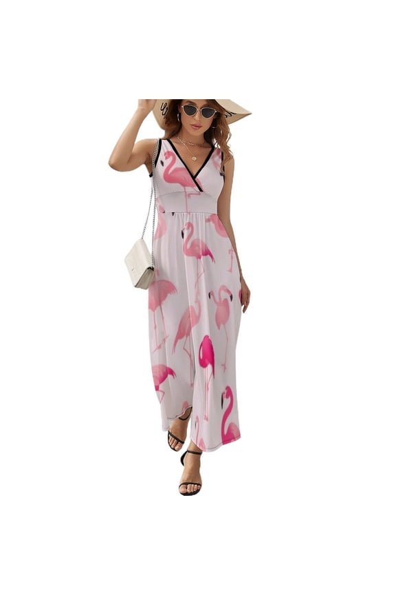 Flamingo Pattern Sleeveless Dress Woman Fashion Long Dresses Women's Summer Suit Dress 2025