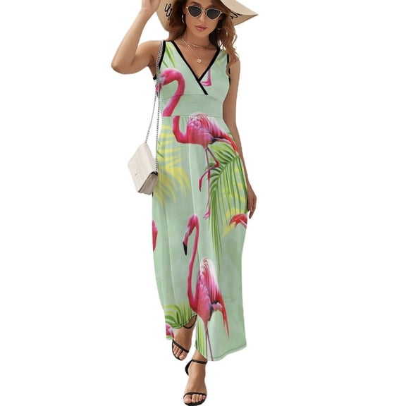 Flamingo Pattern Sleeveless Dress Woman Fashion Long Dresses Women's Summer Suit Dress 2025