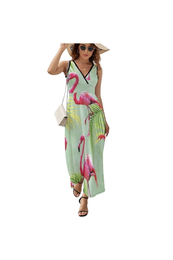 Flamingo Pattern Sleeveless Dress Woman Fashion Long Dresses Women's Summer Suit Dress 2025