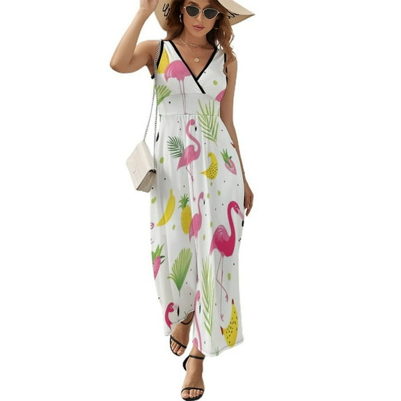Flamingo Pattern Sleeveless Dress Woman Fashion Long Dresses Women's Summer Suit Dress 2025