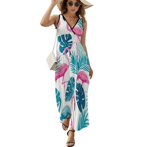 Flamingo Pattern Sleeveless Dress Woman Fashion Long Dresses Women's Summer Suit Dress 2025