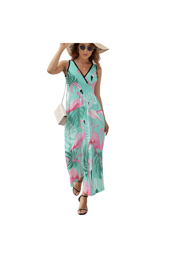 Flamingo Pattern Sleeveless Dress Woman Fashion Long Dresses Women's Summer Suit Dress 2025