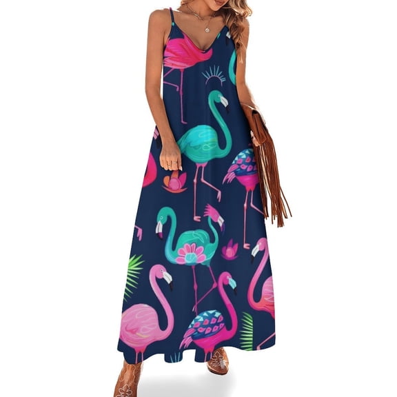 Flamingo Pattern Sleeveless Dress Woman Fashion Long Dresses Women's Summer Suit Dress Summer 2025 Women
