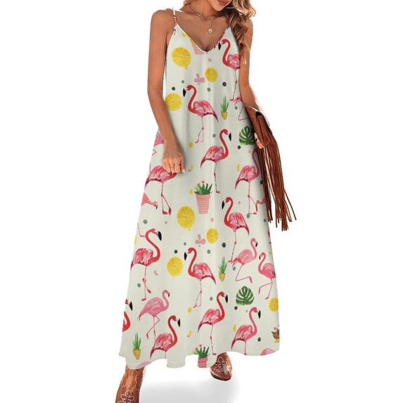 Flamingo Pattern Sleeveless Dress Woman Fashion Long Dresses Women's Summer Suit Dress Summer 2025 Women