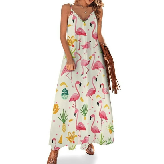 Flamingo Pattern Sleeveless Dress Woman Fashion Long Dresses Women's Summer Suit Dress Summer 2025 Women