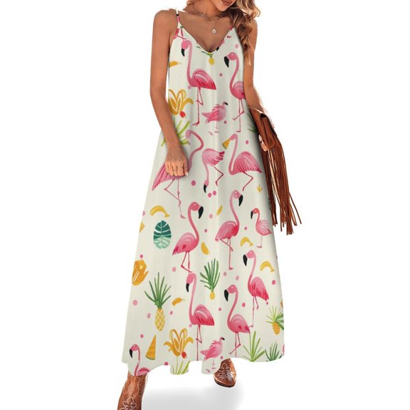 Flamingo Pattern Sleeveless Dress Woman Fashion Long Dresses Women's Summer Suit Dress Summer 2025 Women