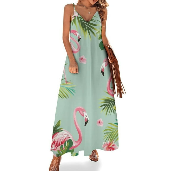 Flamingo Pattern Sleeveless Dress for Women Clothing Female Women's Summer Skirt