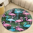 thumbnail image 1 of Flamingo Pattern Soft Bedroom Round Area Rug, Washable Cute Nursery Circle Throw Mat, Non-Slip Contemporary Small Low Pile Floor Carpet for Dorm Bedside, 1 of 6