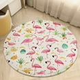 thumbnail image 1 of Flamingo Pattern Soft Bedroom Round Area Rug, Washable Cute Nursery Circle Throw Mat, Non-Slip Contemporary Small Low Pile Floor Carpet for Dorm Bedside, 1 of 6