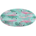 thumbnail image 1 of Flamingo Pattern Soft Bedroom Round Area Rug, Washable Cute Nursery Circle Throw Mat, Non-Slip Contemporary Small Low Pile Floor Carpet for Dorm Bedside, 1 of 6