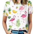 thumbnail image 1 of Flamingo Pattern T Shirts Basic T-Shirt Short Sleeve Ladies Tee Shirt Summer Graphic Clothing, 1 of 6